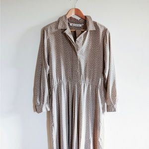 Vintage Elastic Waist Shirt Dress with Belt